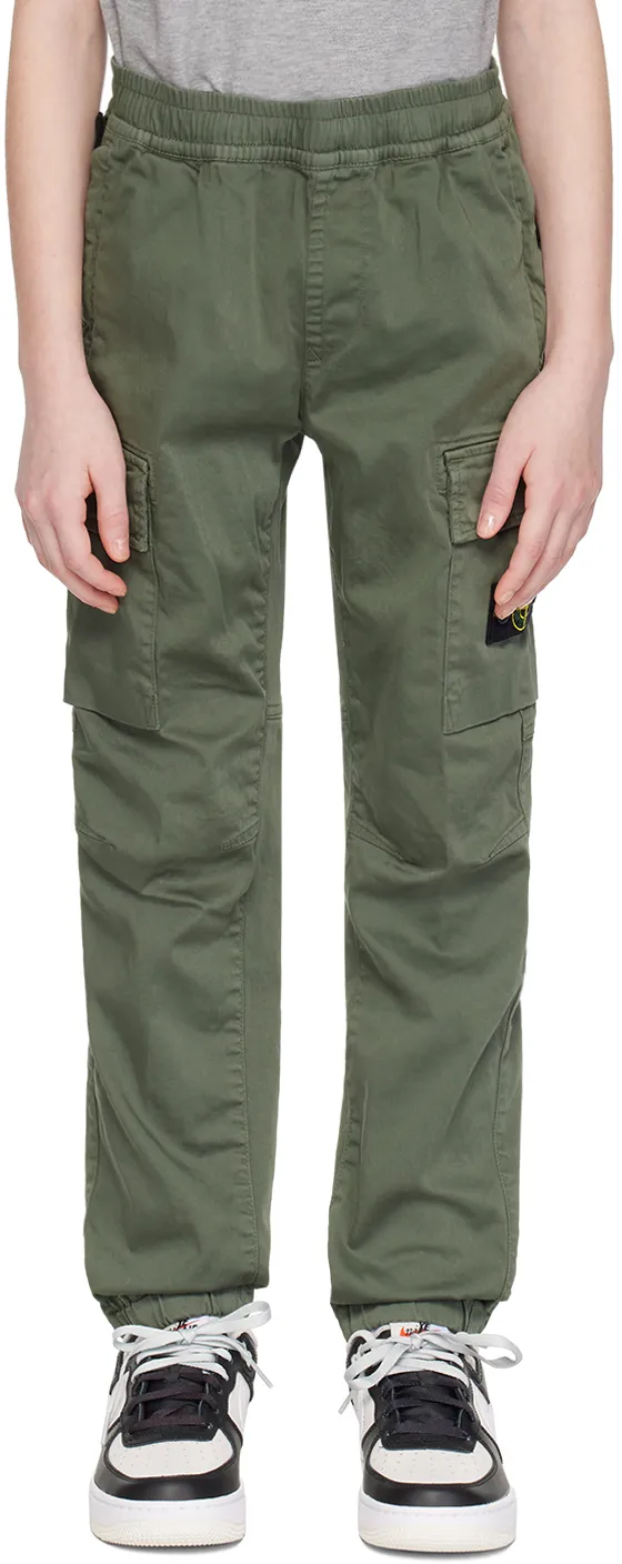 Stone Island Junior Compass-Motif Elastic Waist Trousers