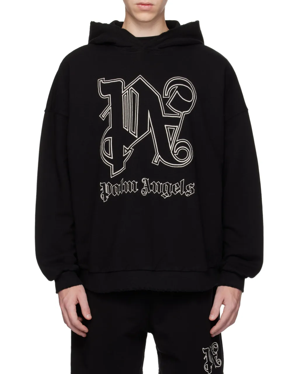Palm Angels Logo Embroidered Long Sleeved Hoodie