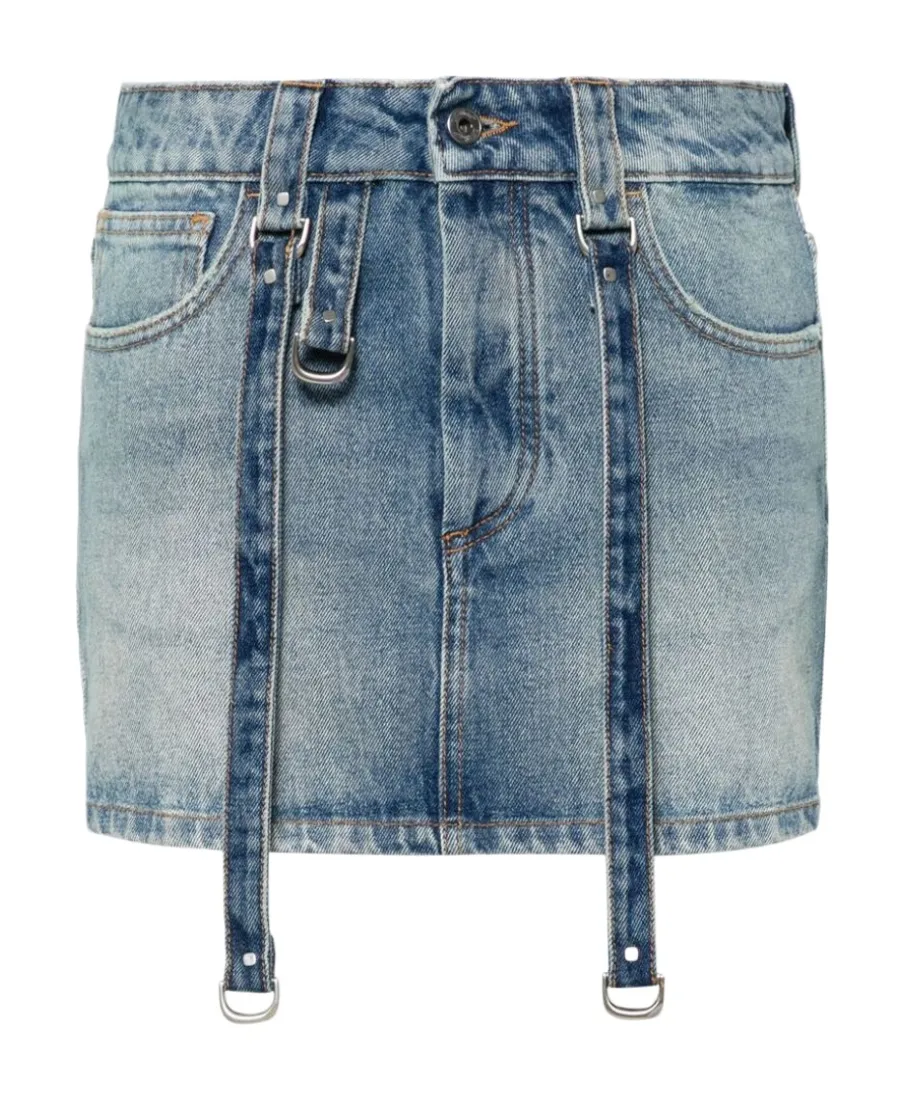 Off-White Logo Patch Denim Mini Skirt