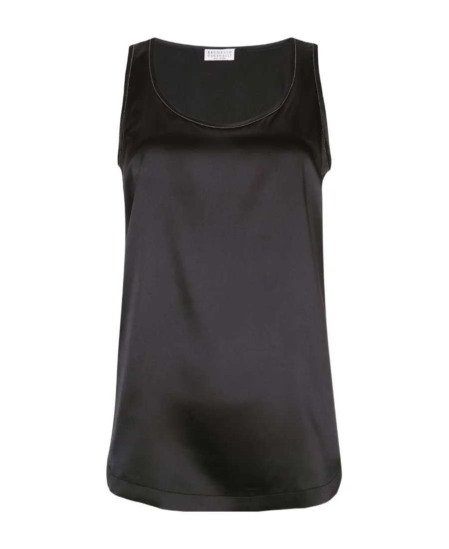 Brunello Cucinelli Embellished Satin Tank Top