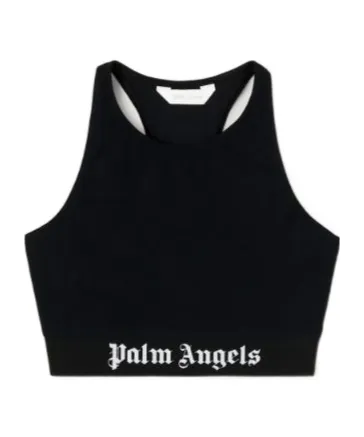 Palm Angels Logo-Tape Racerback Cropped Top