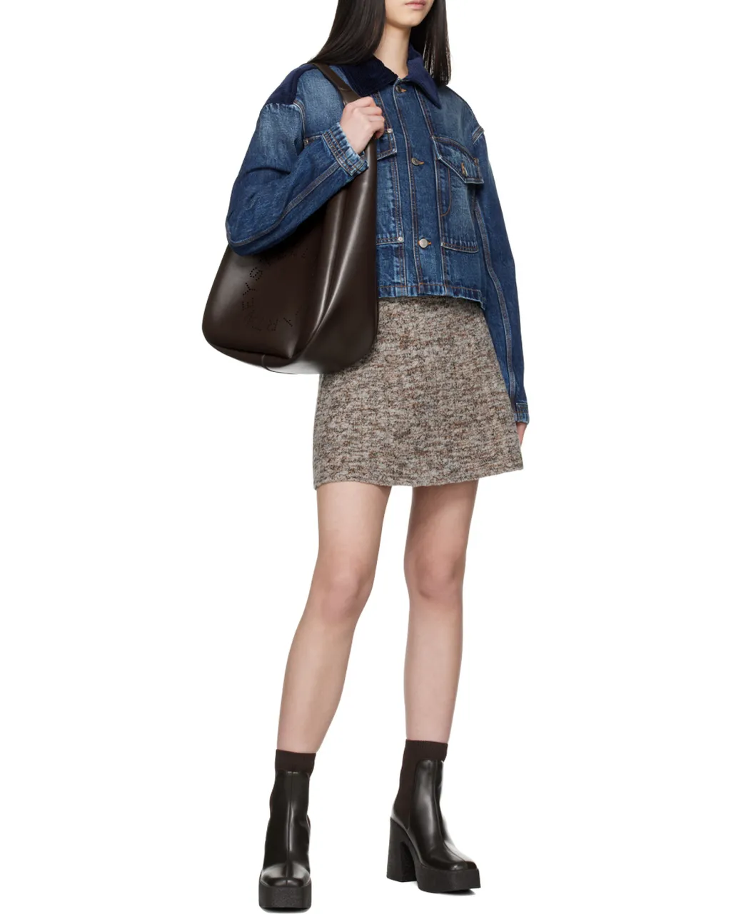Stella Mccartney Corduroy Panelled Buttoned Denim Jacket