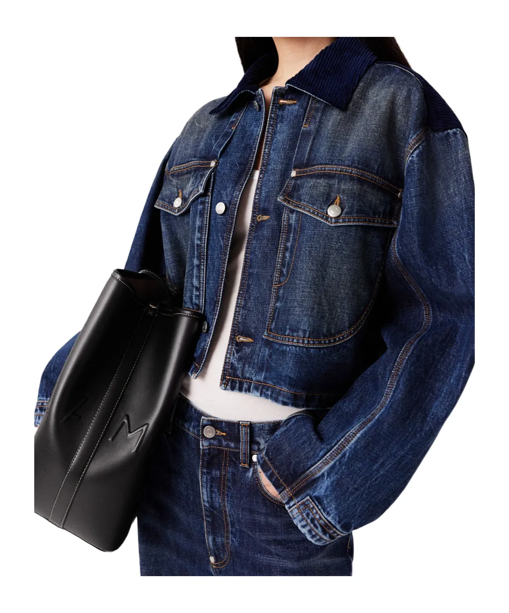 Stella Mccartney Corduroy Panelled Buttoned Denim Jacket