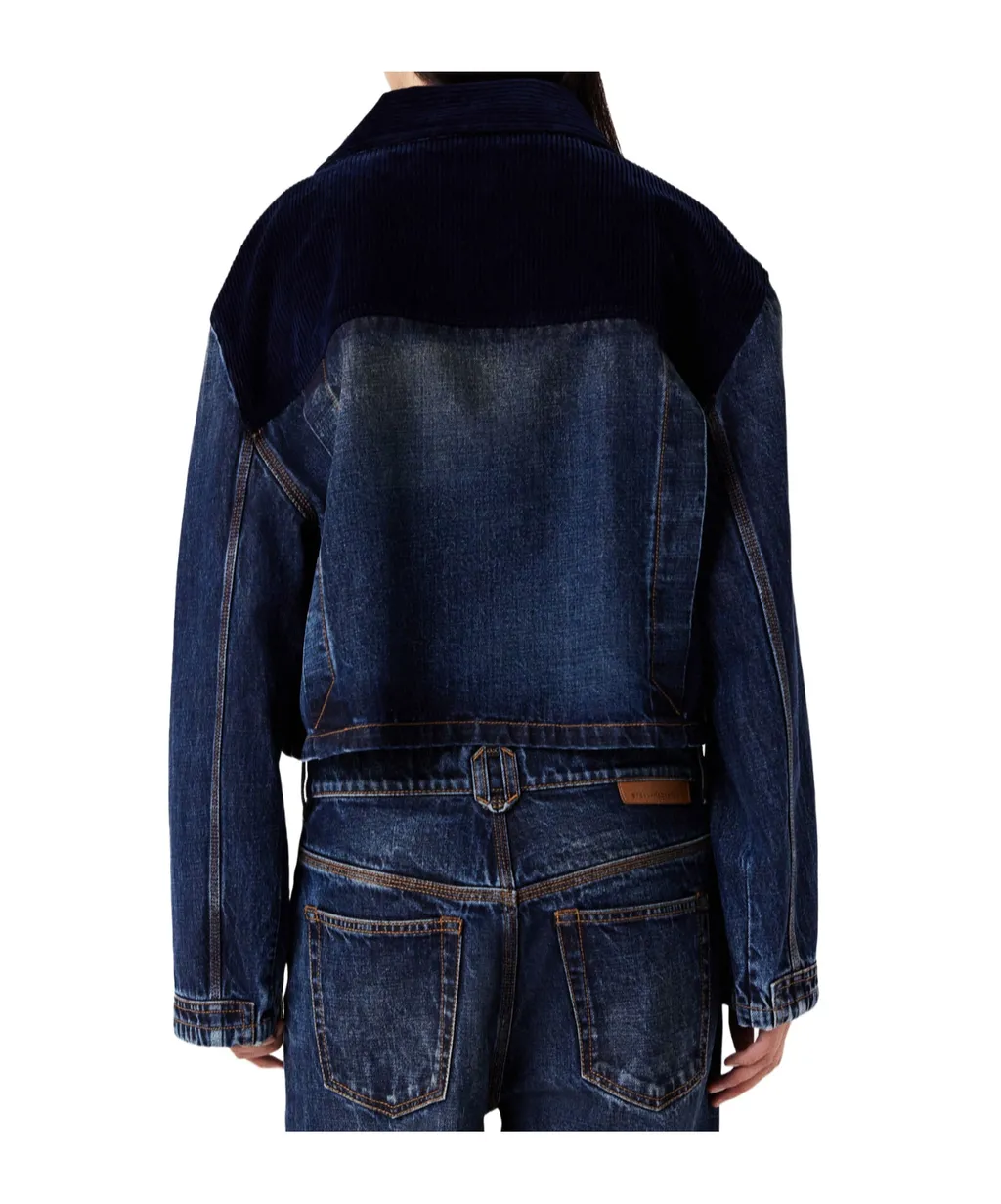 Stella Mccartney Corduroy Panelled Buttoned Denim Jacket
