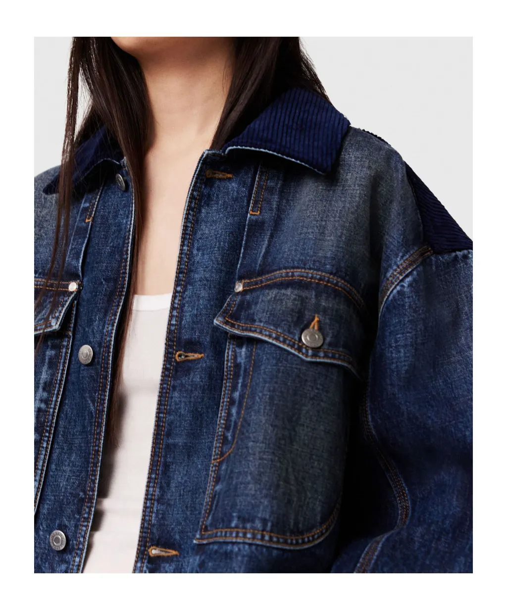 Stella Mccartney Corduroy Panelled Buttoned Denim Jacket