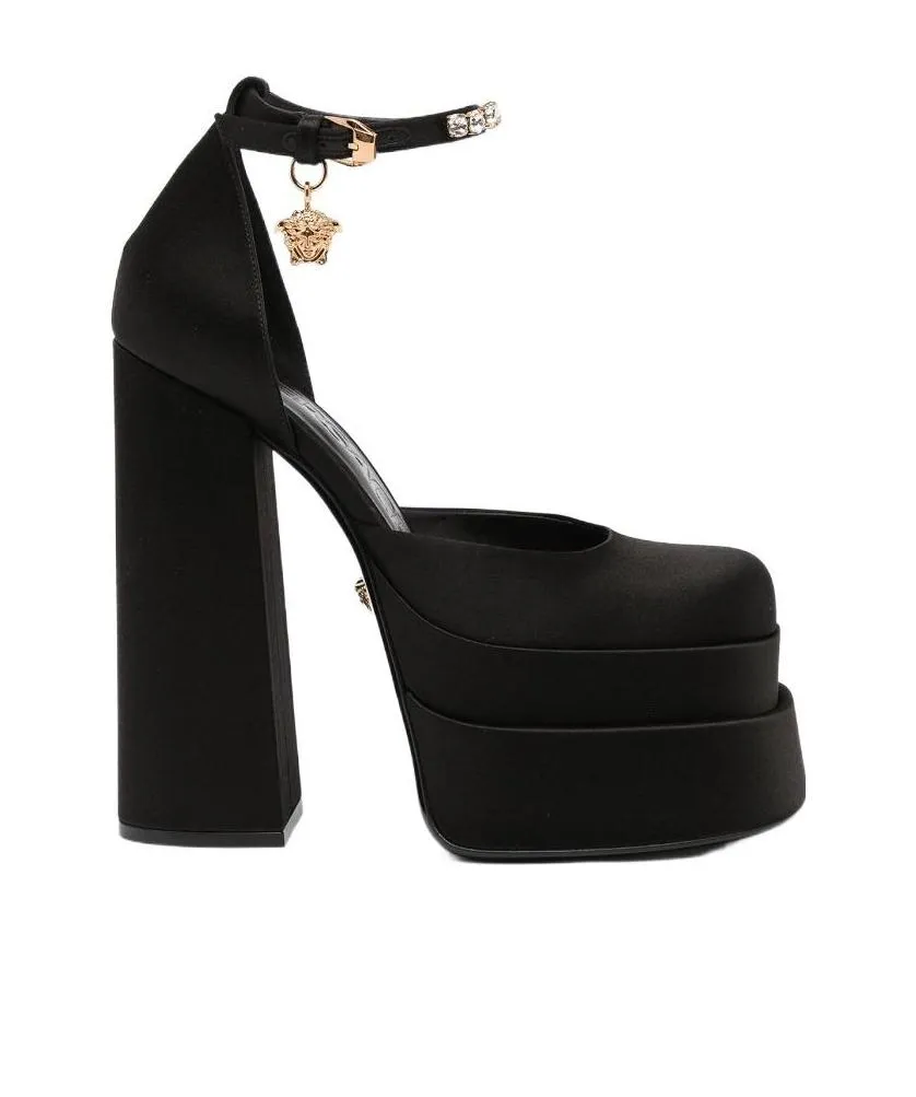 Versace Medusa Head Charm Satin Platform Pumps