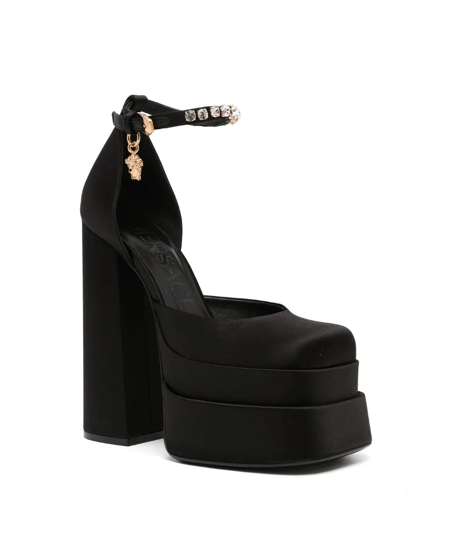 Versace Medusa Head Charm Satin Platform Pumps