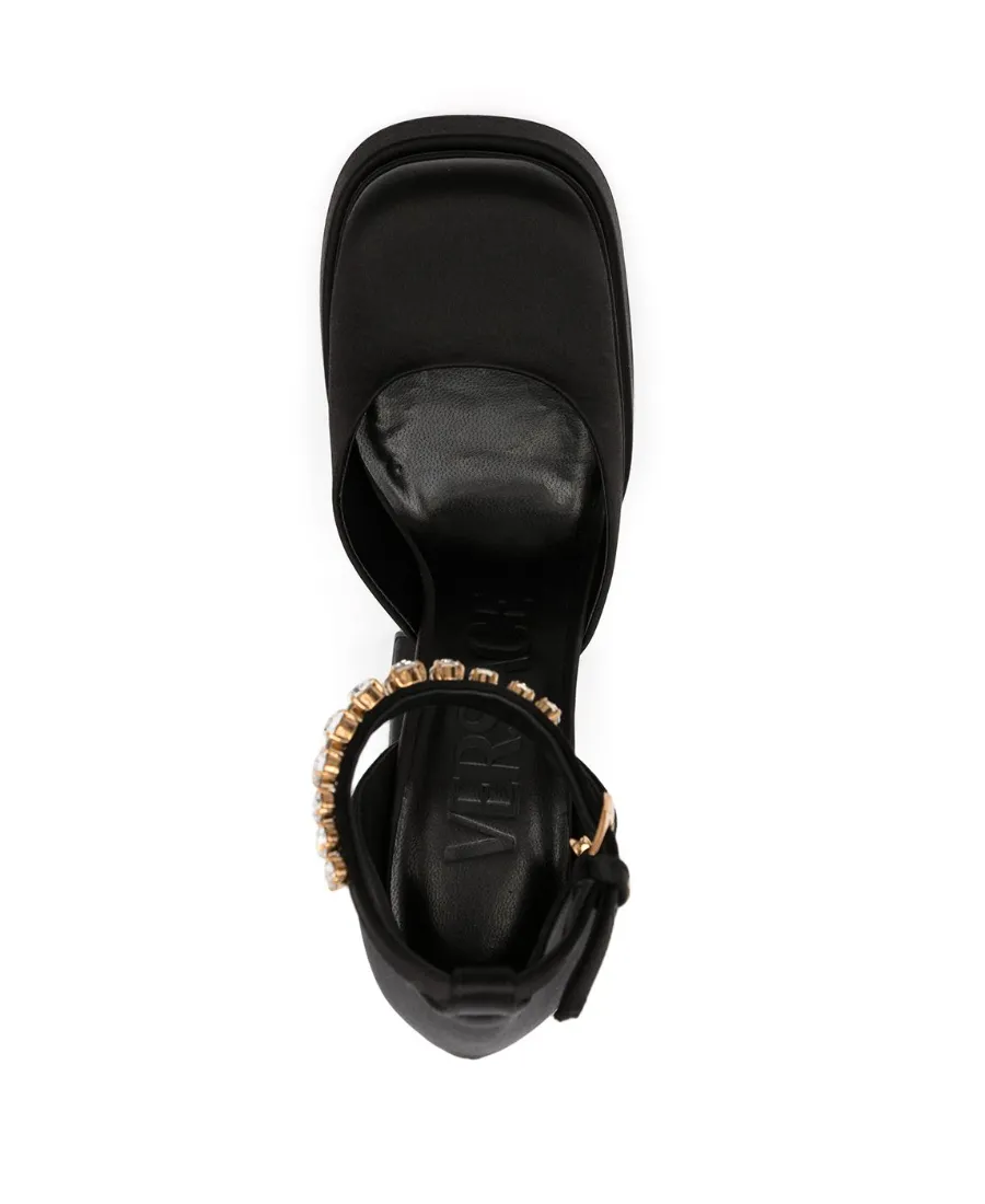 Versace Medusa Head Charm Satin Platform Pumps