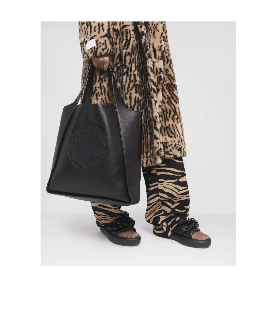 Stella Mccartney Logo Perforated Open Top Tote Bag
