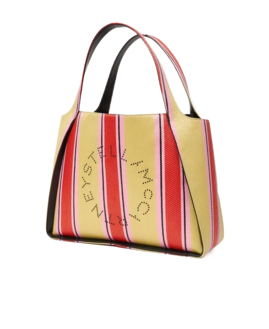 Stella Mccartney Striped Logo Embellished Tote Bag