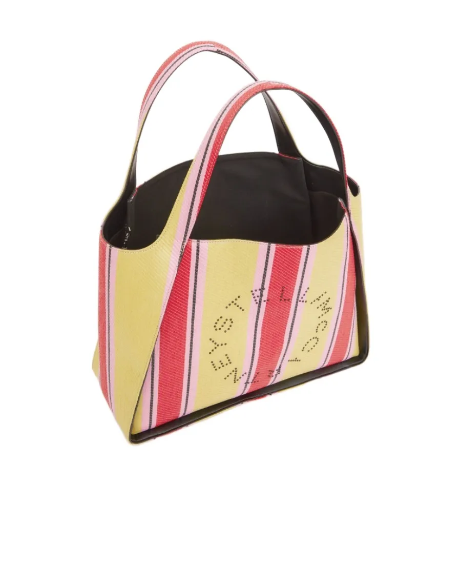 Stella Mccartney Striped Logo Embellished Tote Bag