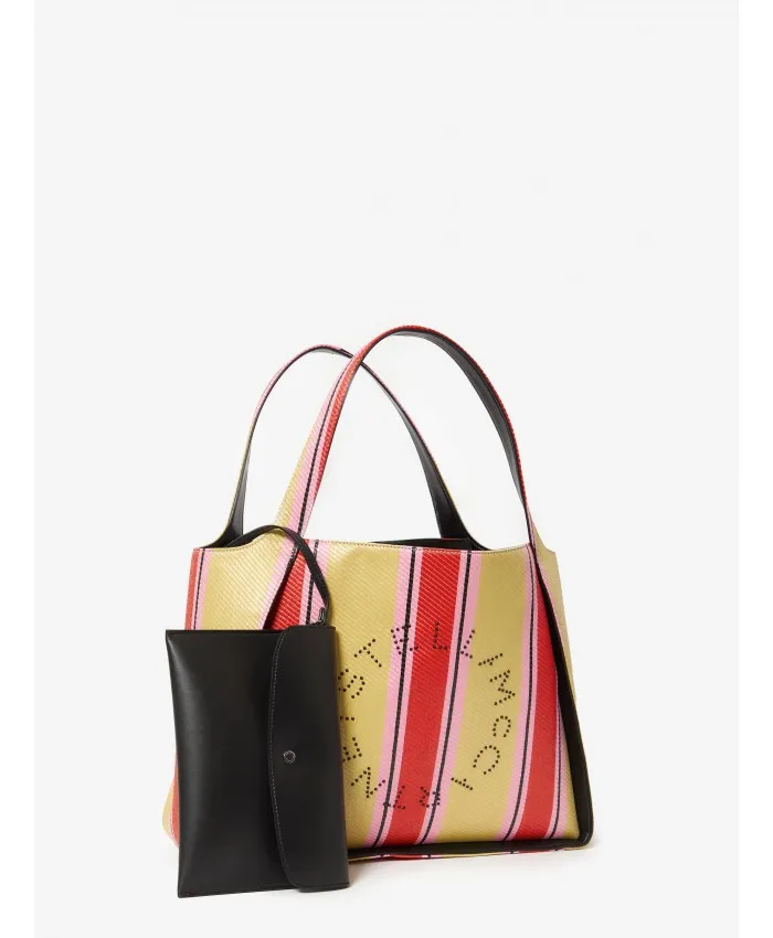 Stella Mccartney Striped Logo Embellished Tote Bag
