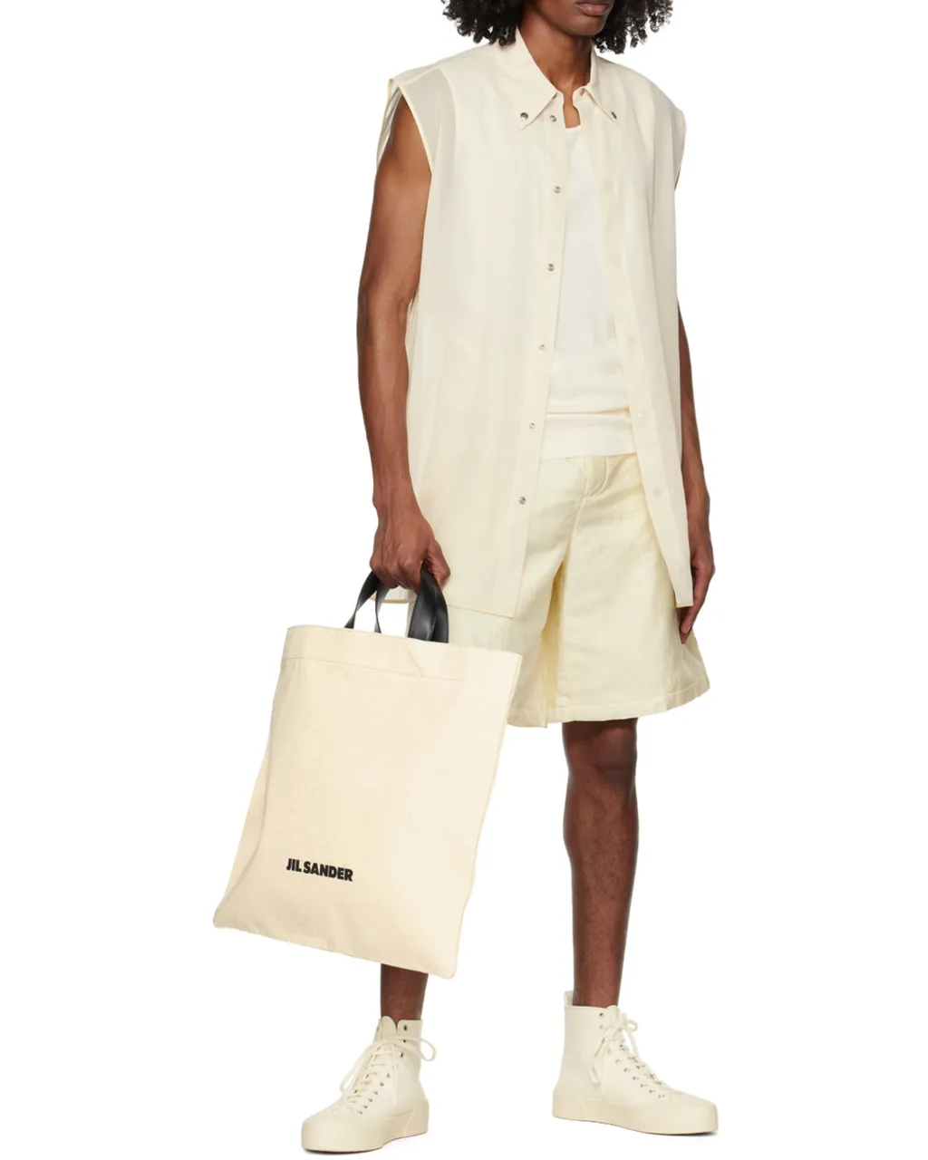 Jil Sander Logo Printed Large Tote Bag