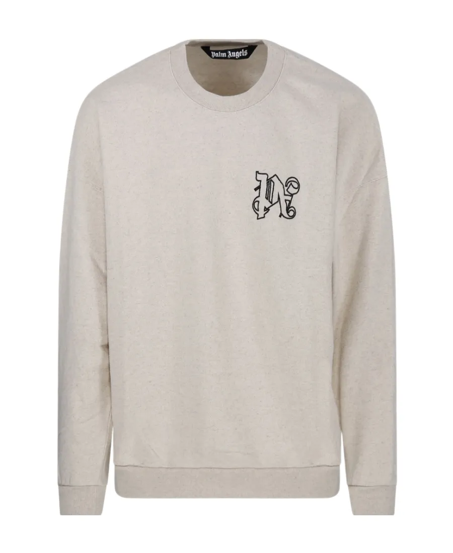 Palm Angels Logo Embroidered Crewneck Sweatshirt