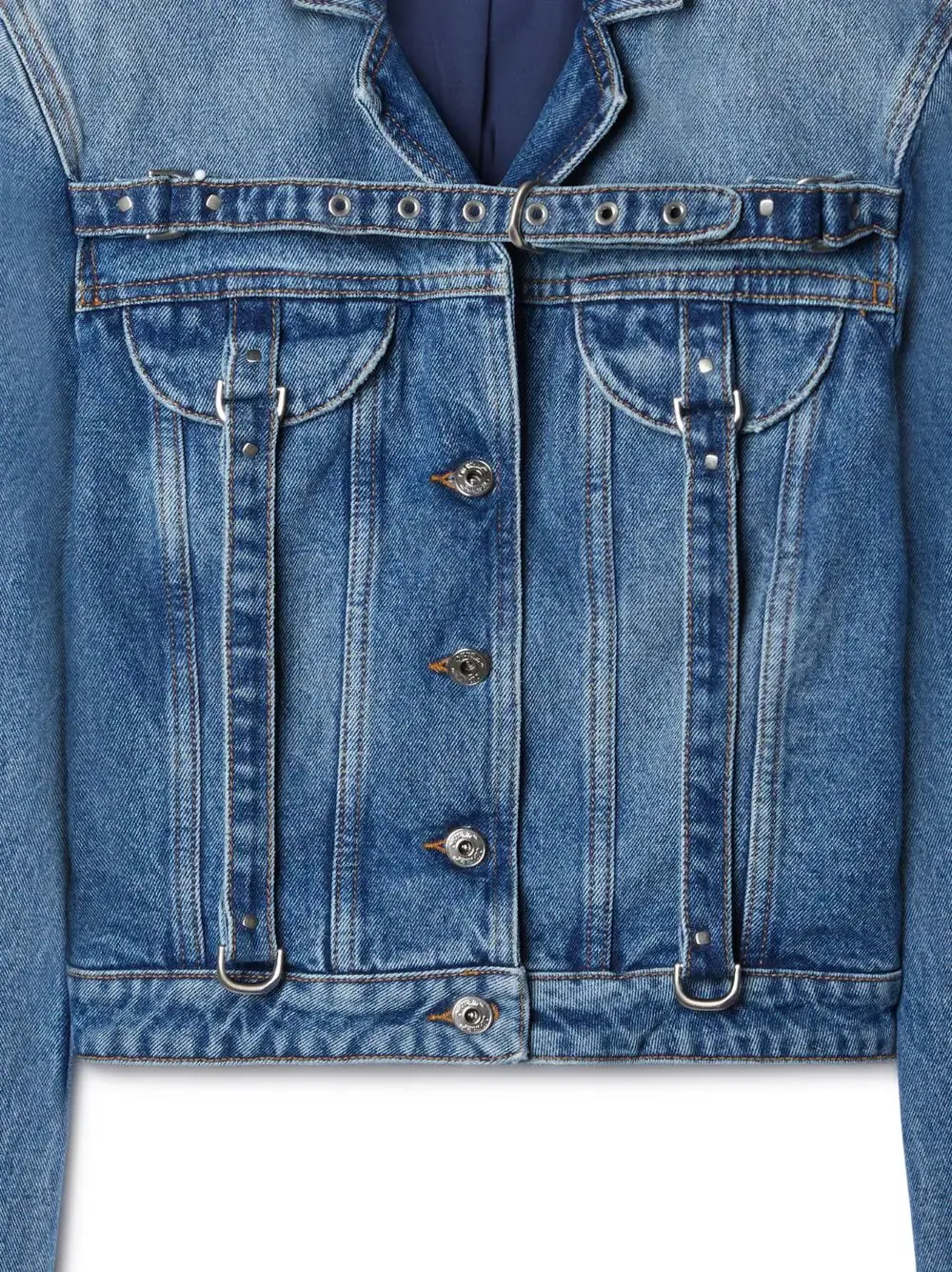 Off-White Belt Detailed Button-Up Denim Jacket