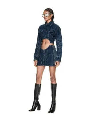 Off-White Cut-Out Cropped Denim Jacket
