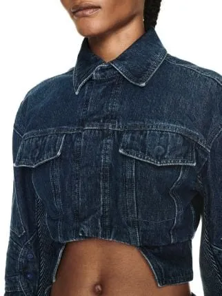 Off-White Cut-Out Cropped Denim Jacket