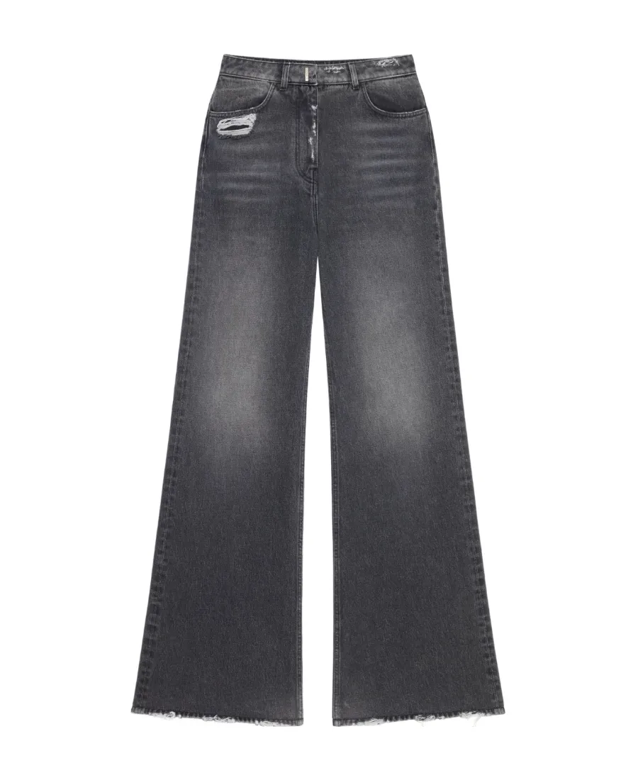 Givenchy Logo Plaque Wide Leg Jeans