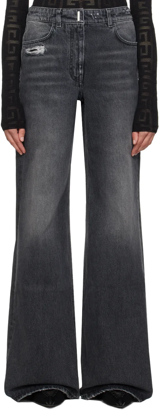 Givenchy Logo Plaque Wide Leg Jeans
