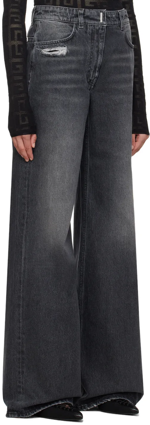 Givenchy Logo Plaque Wide Leg Jeans