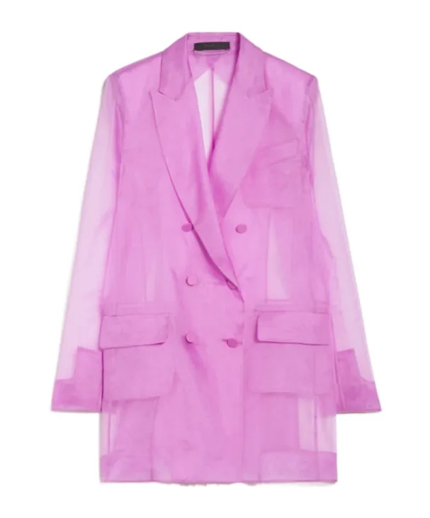 Max Mara Pianoforte Negra Double-Breasted Sheer Blazer