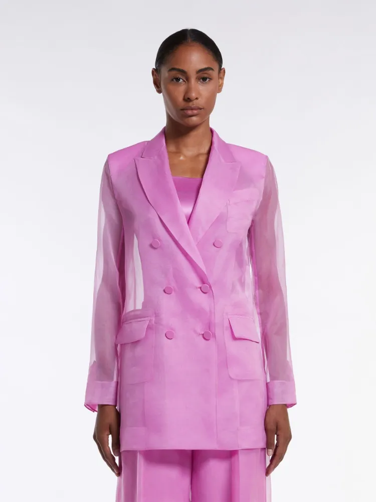 Max Mara Pianoforte Negra Double-Breasted Sheer Blazer