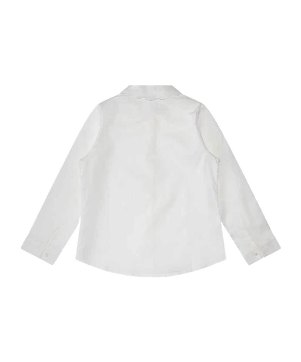 Il Gufo Scalloped Collar Poplin Shirt
