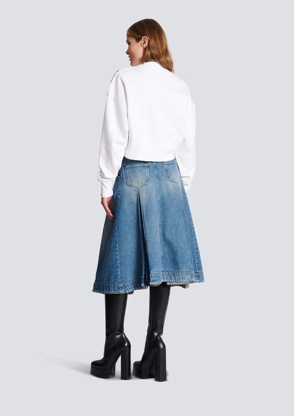 Balmain Cropped Flocked Sweatshirt