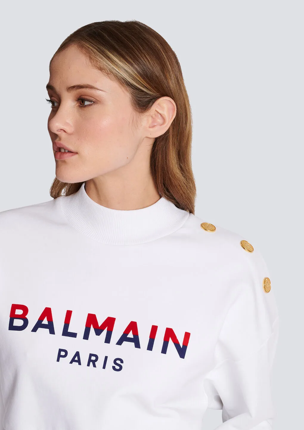 Balmain Cropped Flocked Sweatshirt
