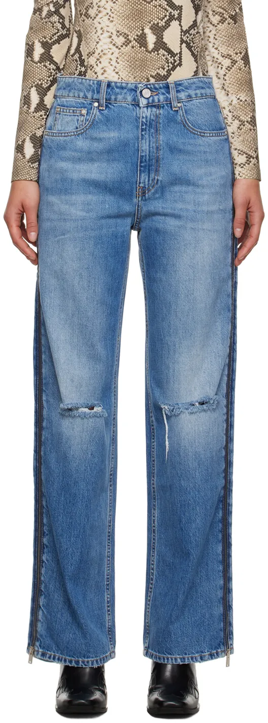 Stella Mccartney Logo Patch Straight Leg Jeans