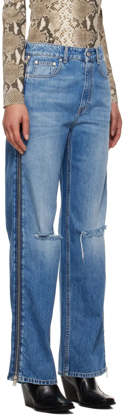 Stella Mccartney Logo Patch Straight Leg Jeans