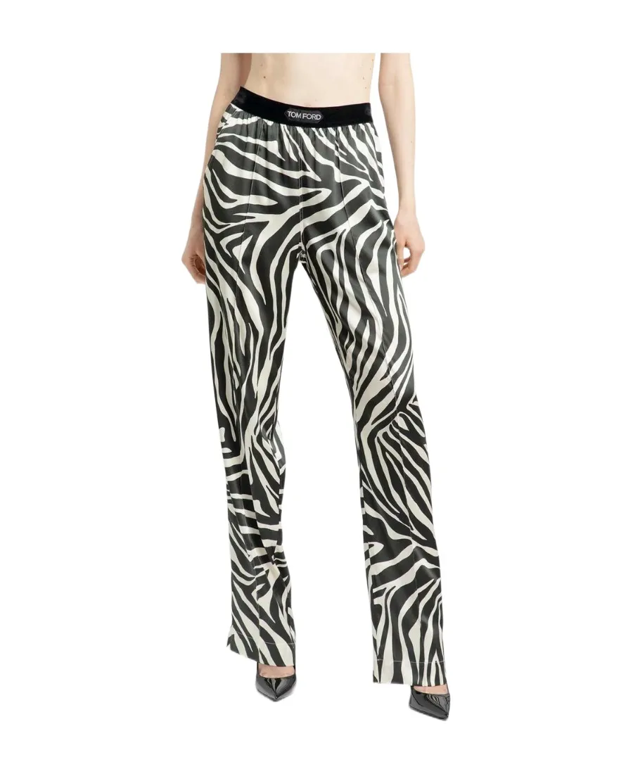 Tom Ford Zebra-Print Logo Waistband Trousers