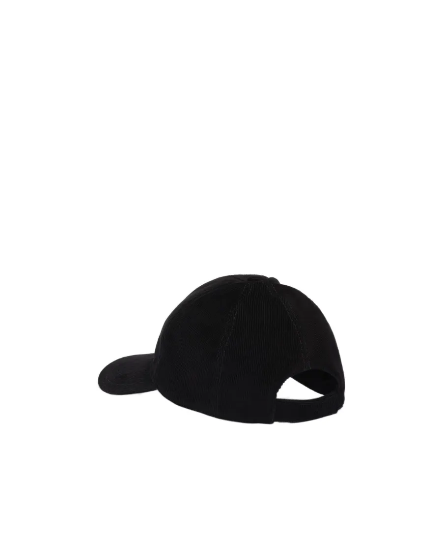 Prada Logo Plaque Corduroy Baseball Cap