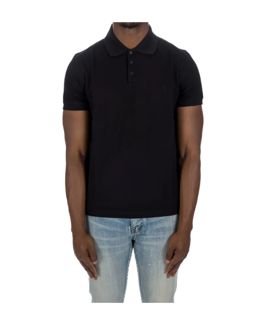Saint Laurent Cassandre Logo Embroidered Polo Shirt