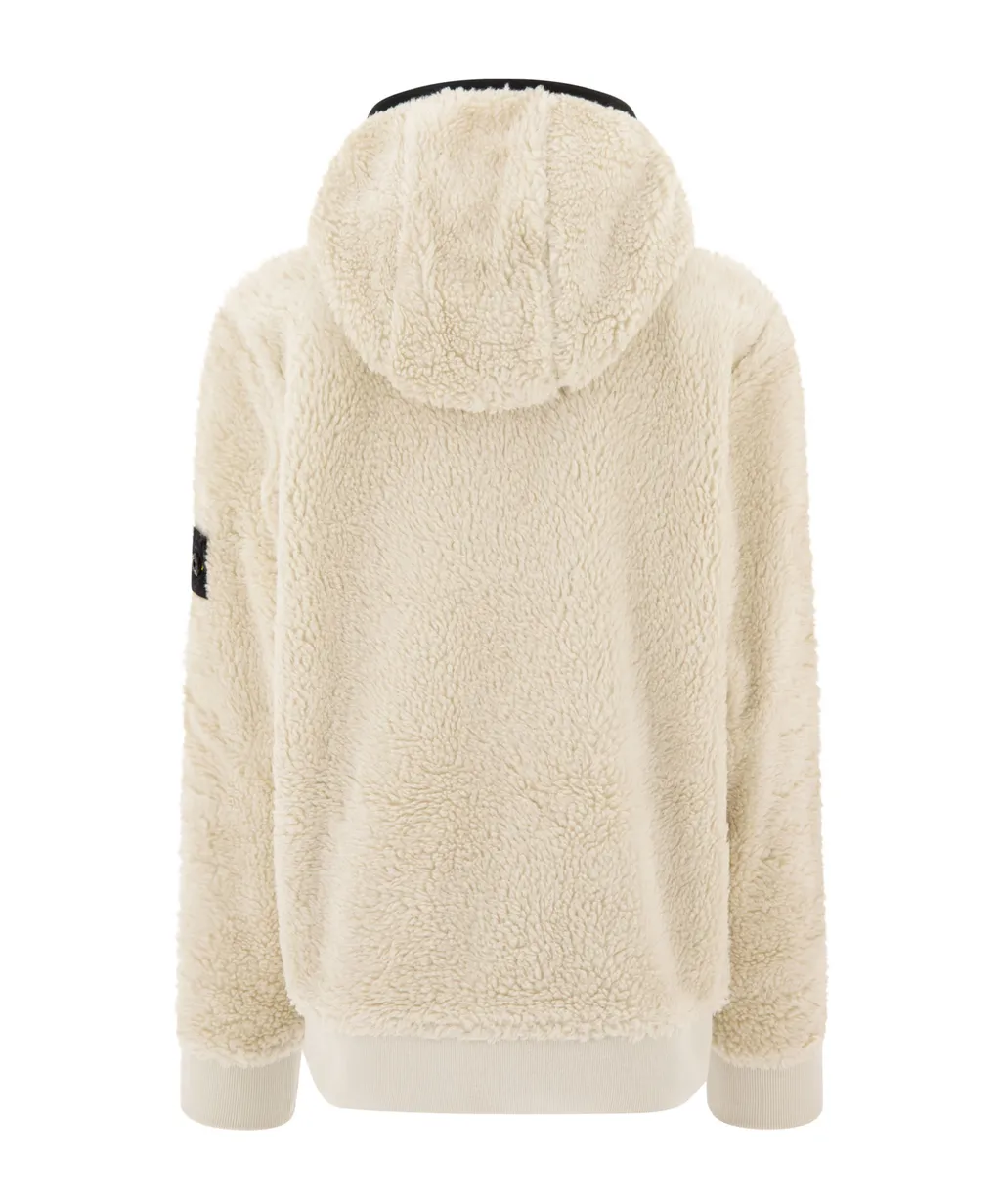 Stone Island Junior Compass Patch Fleece Hoodie