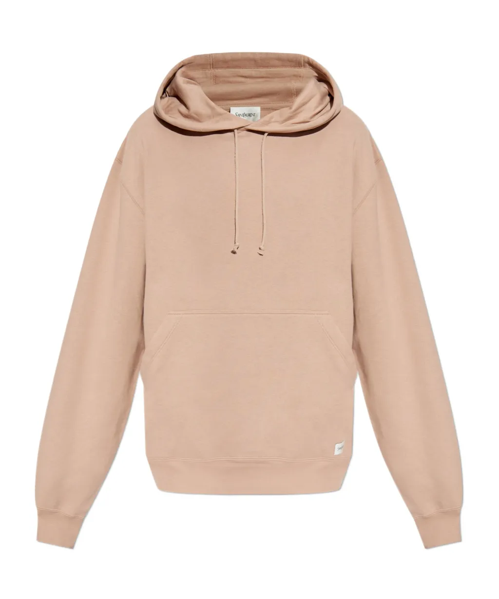 Saint Laurent Logo Patch Drawstring Hoodie