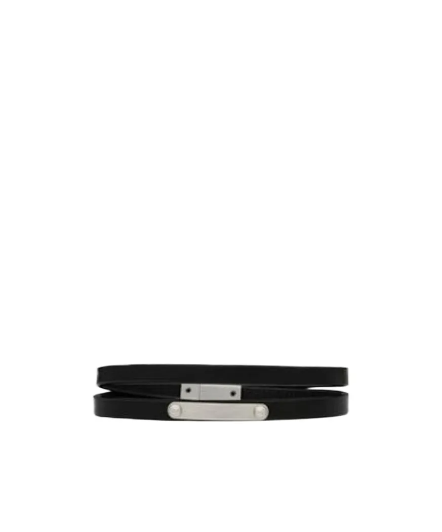 Saint Laurent Logo Engraved Double-Wrap Bracelet