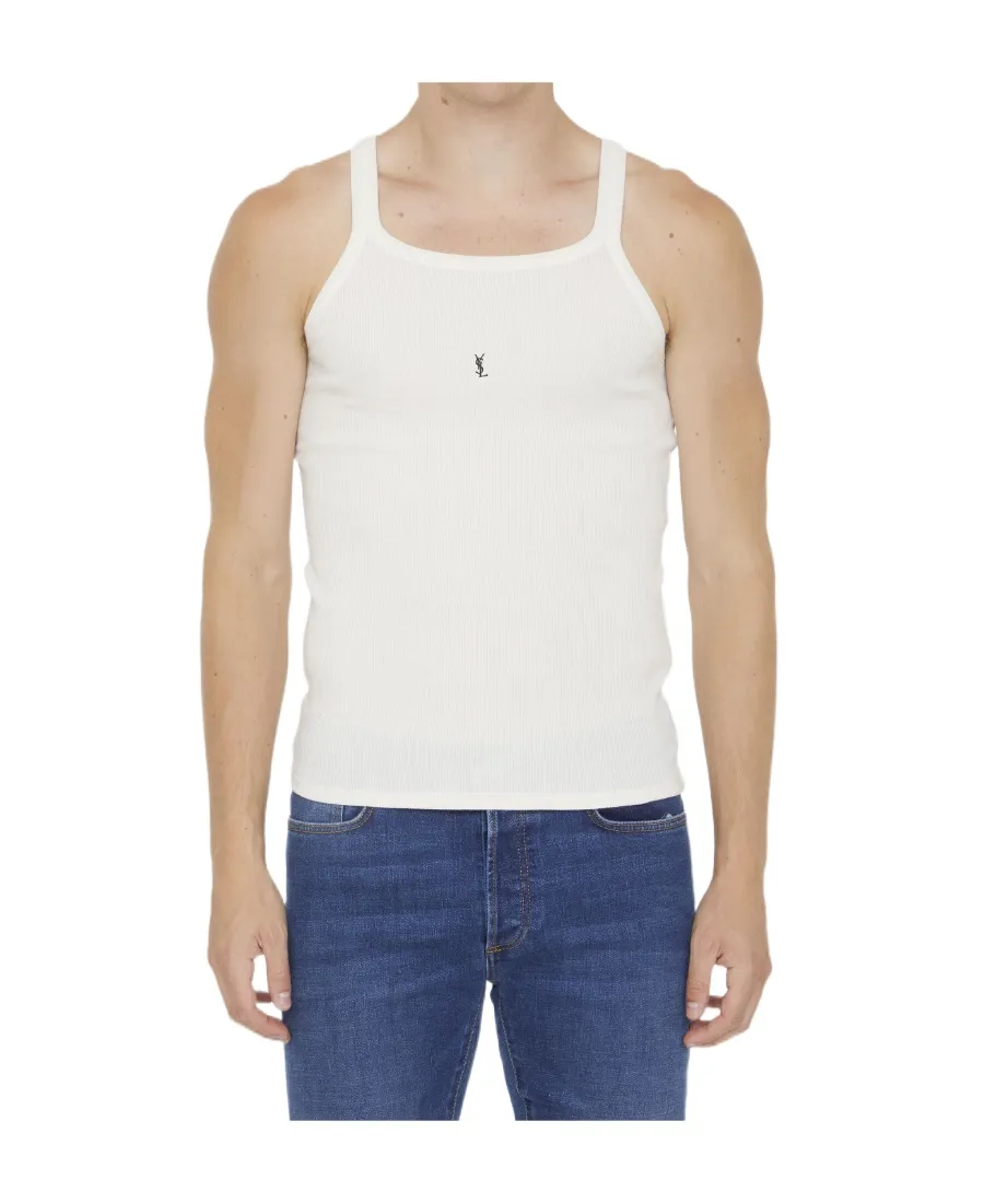 Saint Laurent Logo Detailed Sleeveless Tank Top