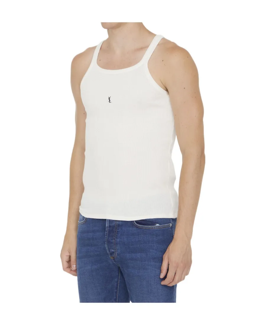 Saint Laurent Logo Detailed Sleeveless Tank Top