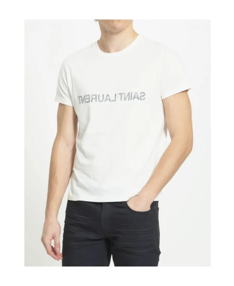 Saint Laurent Logo Printed Crewneck T-Shirt
