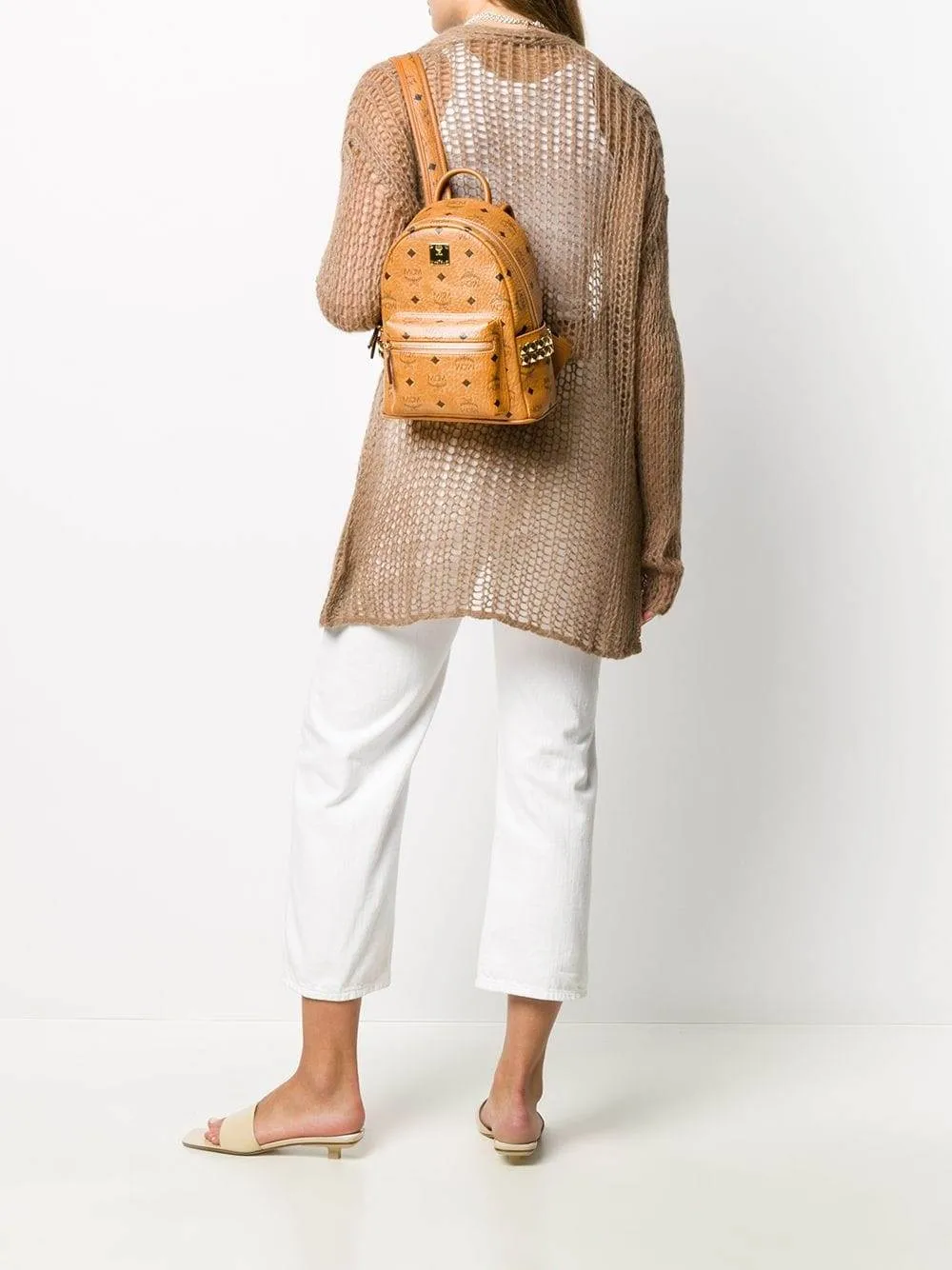 Visetos-Print Leather Backpack