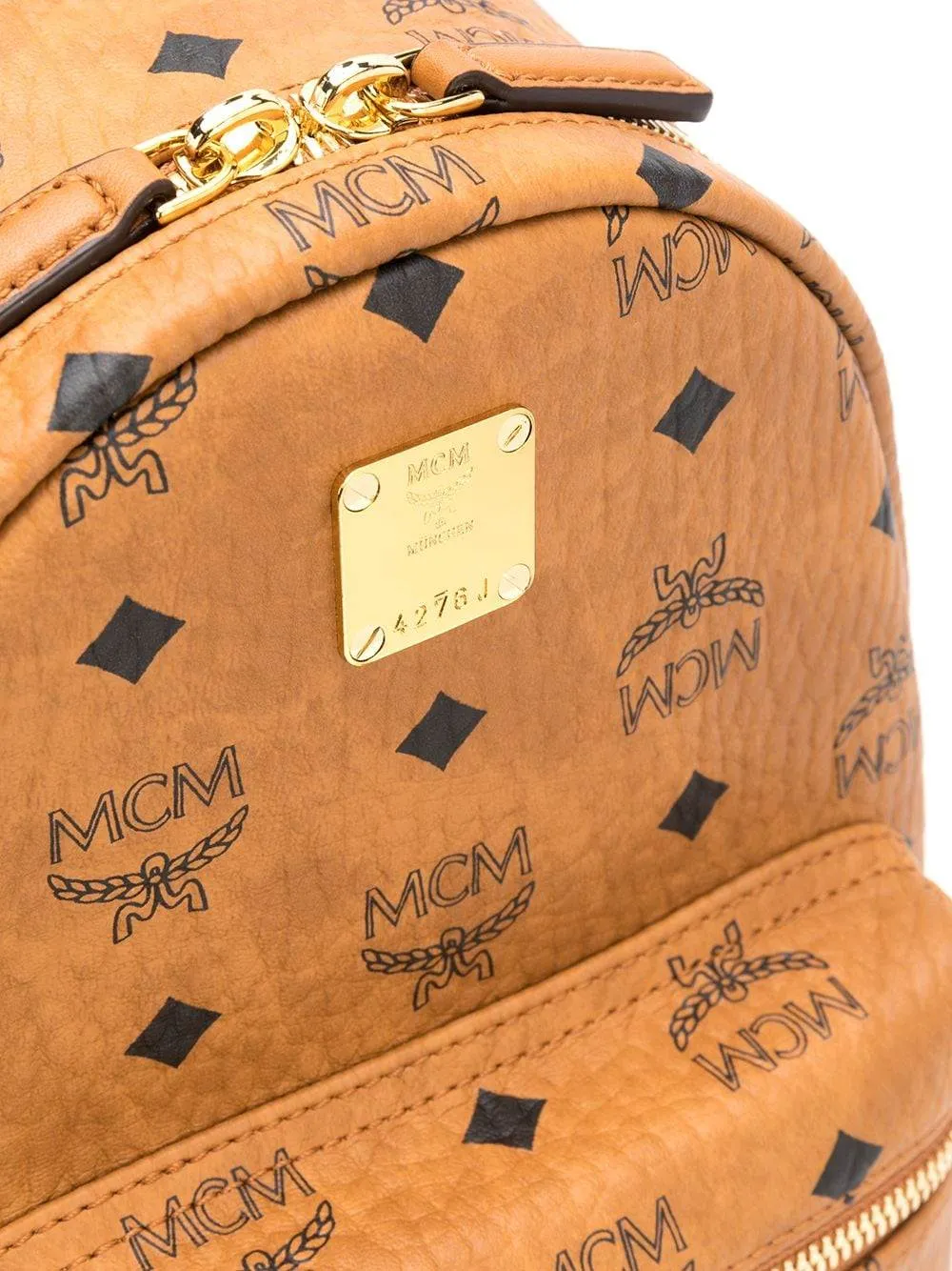 Visetos-Print Leather Backpack