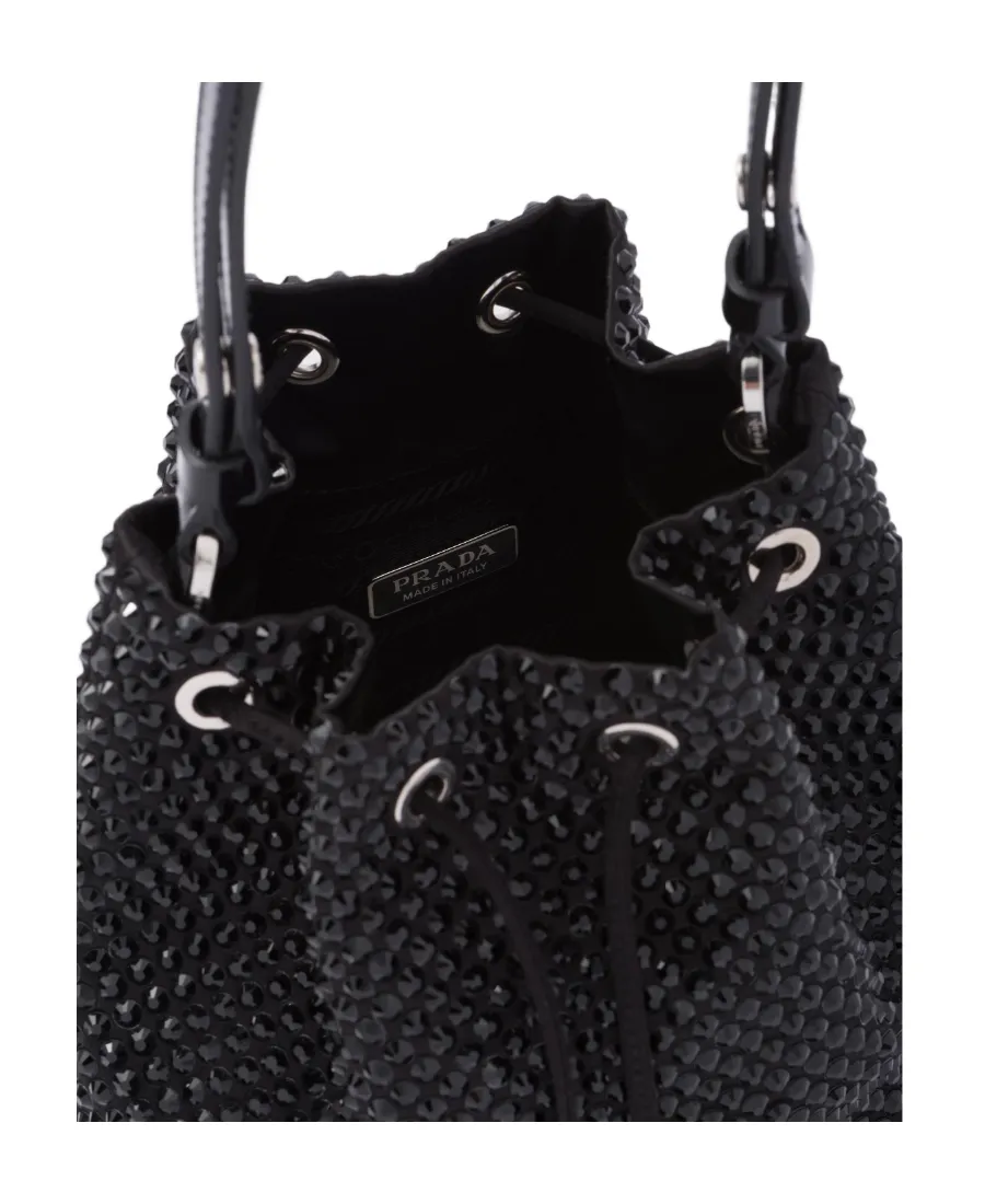 Prada Gold Tone Embellished Drawstring Bucket Bag