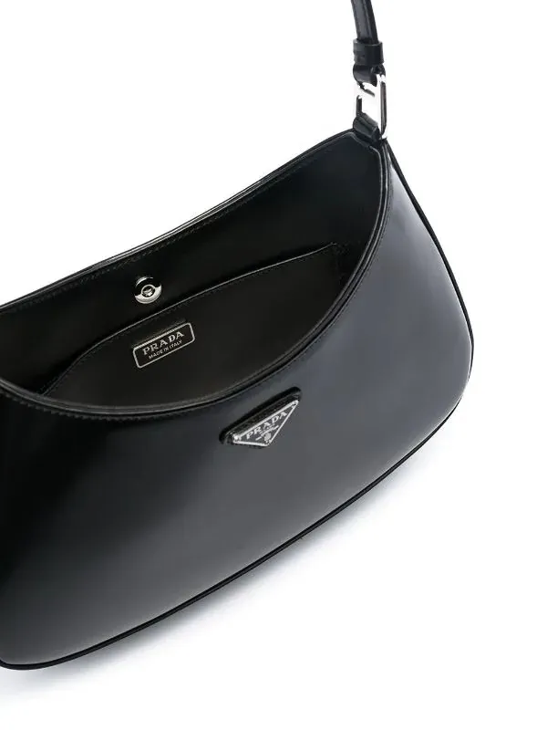 Prada Cleo Logo Plaque Shoulder Bag