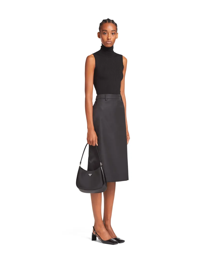 Prada Cleo Logo Plaque Shoulder Bag