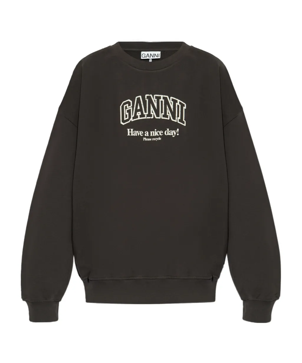 Ganni Logo Printed Crewneck Sweatshirt