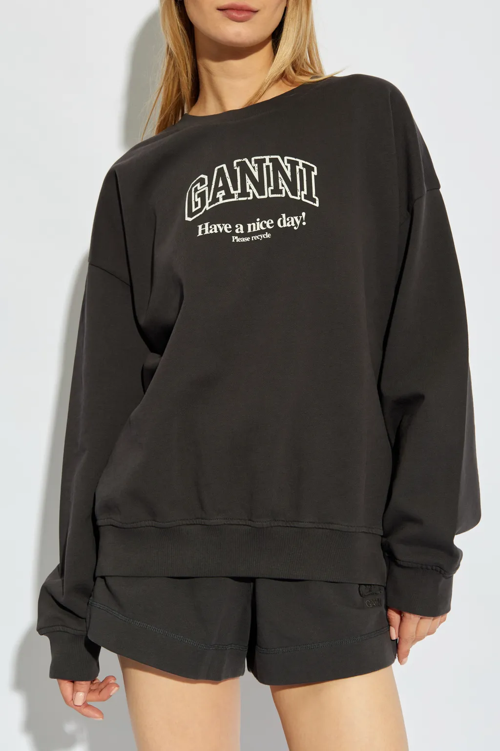 Ganni Logo Printed Crewneck Sweatshirt