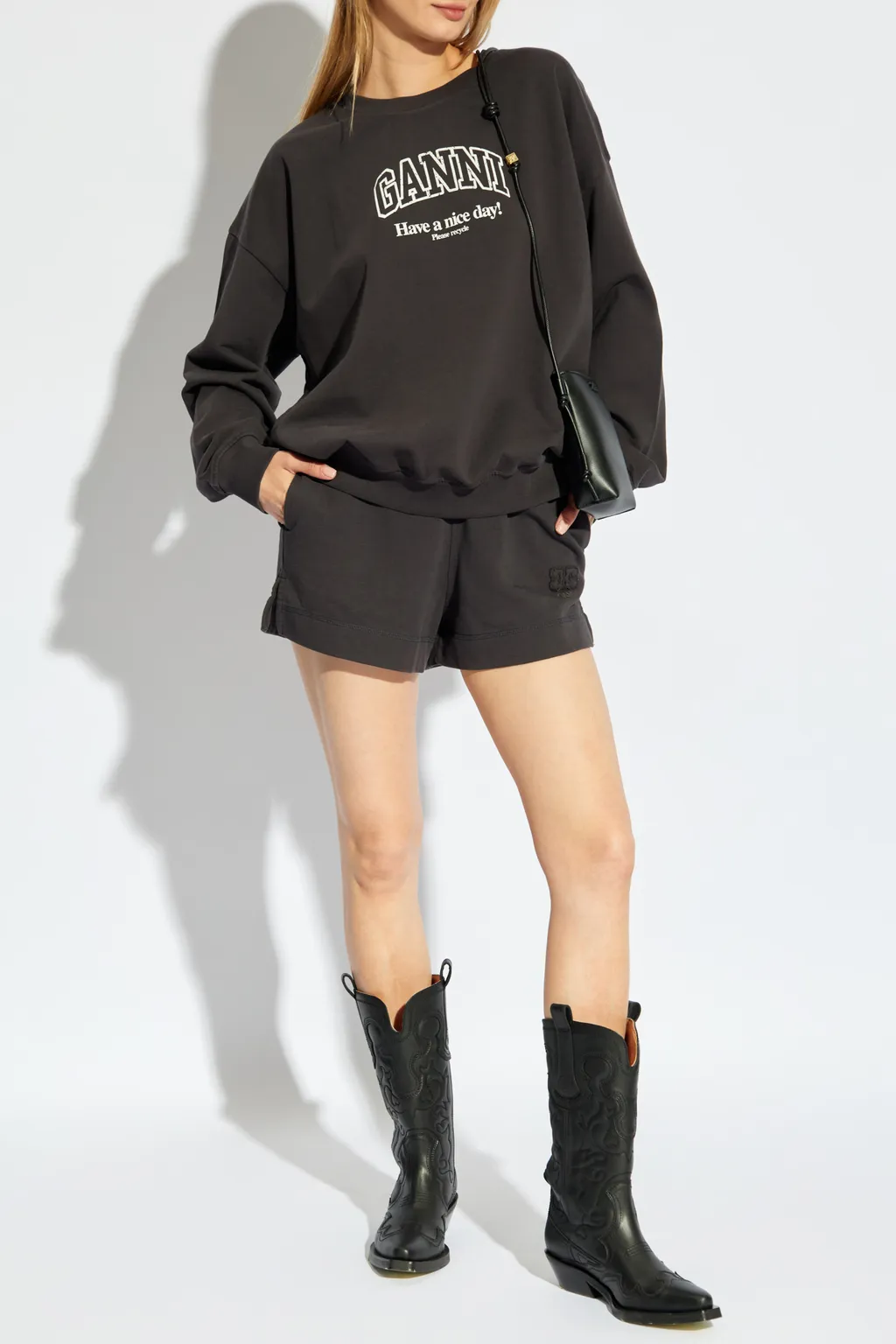 Ganni Logo Printed Crewneck Sweatshirt