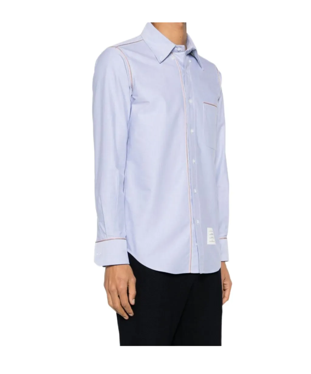 Thom Browne Rwb-Trim Curved Hem Shirt