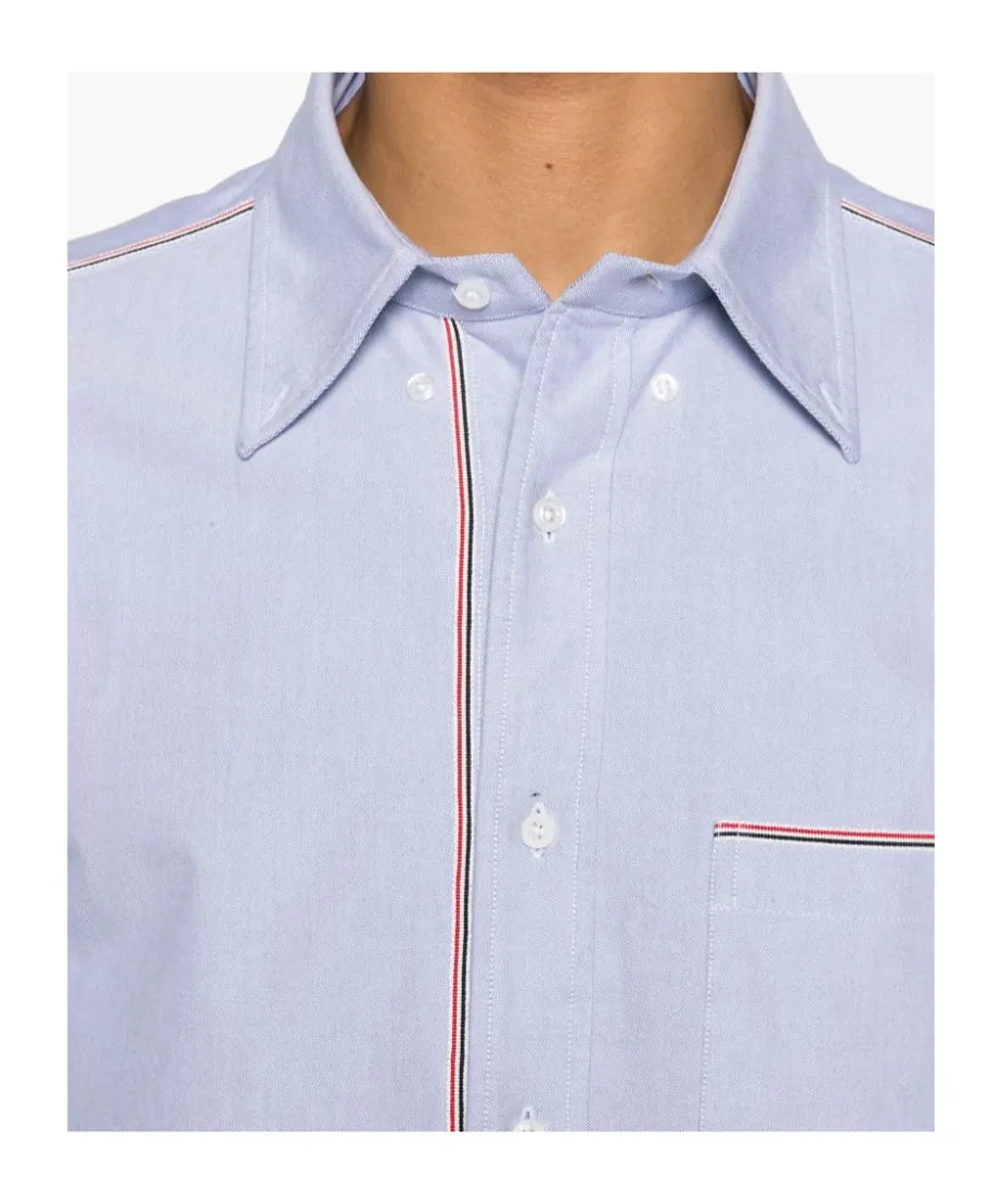 Thom Browne Rwb-Trim Curved Hem Shirt